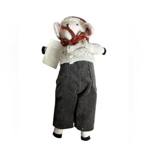 Arthur Lamb - Handmade Plush lamb Toy with Red and Gray Outfit